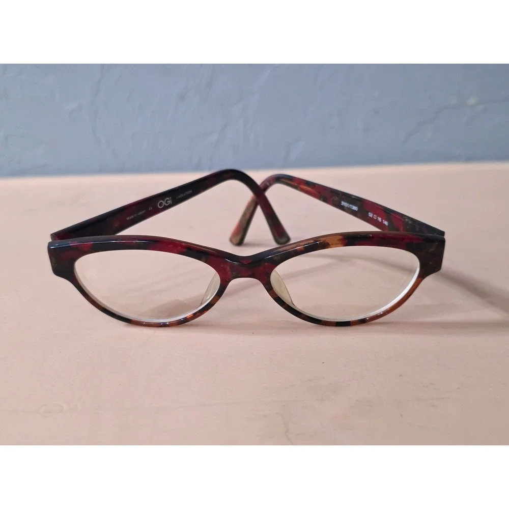 OGI Evolution 3101 1380 Cat Eye Eyeglasse Tortoise Burgundy Japan 52-16-140 Case